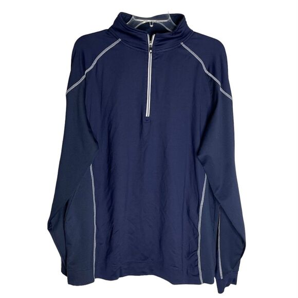 FootJoy Men’s Navy Tech Midlayer Quarter Zip Golf Pullover Size Large - Picture 1 of 13